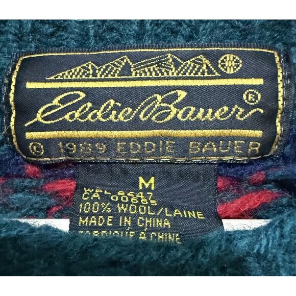 Eddie Bauer Teal and White Reindeer Sweater - Picture 3 of 5